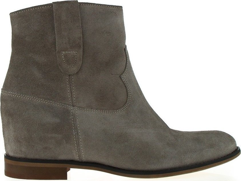 Wolski Botki na ukrytym koturnie skórzane welurowe taupe Wolski-40