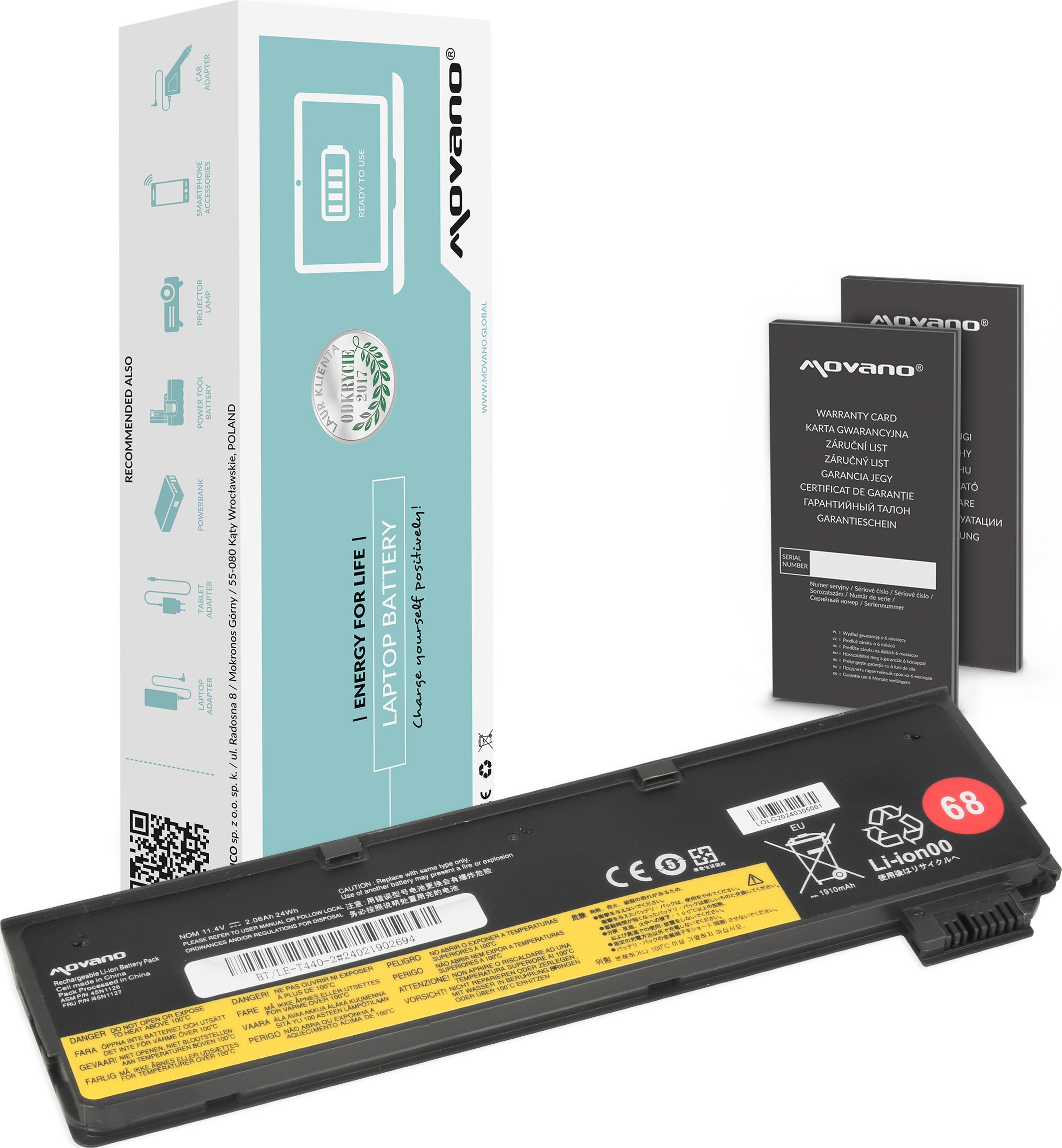 Movano Bateria 45N1126 45N1127 do Lenovo ThinkPad T440 T450s X240 X260 L450 L460