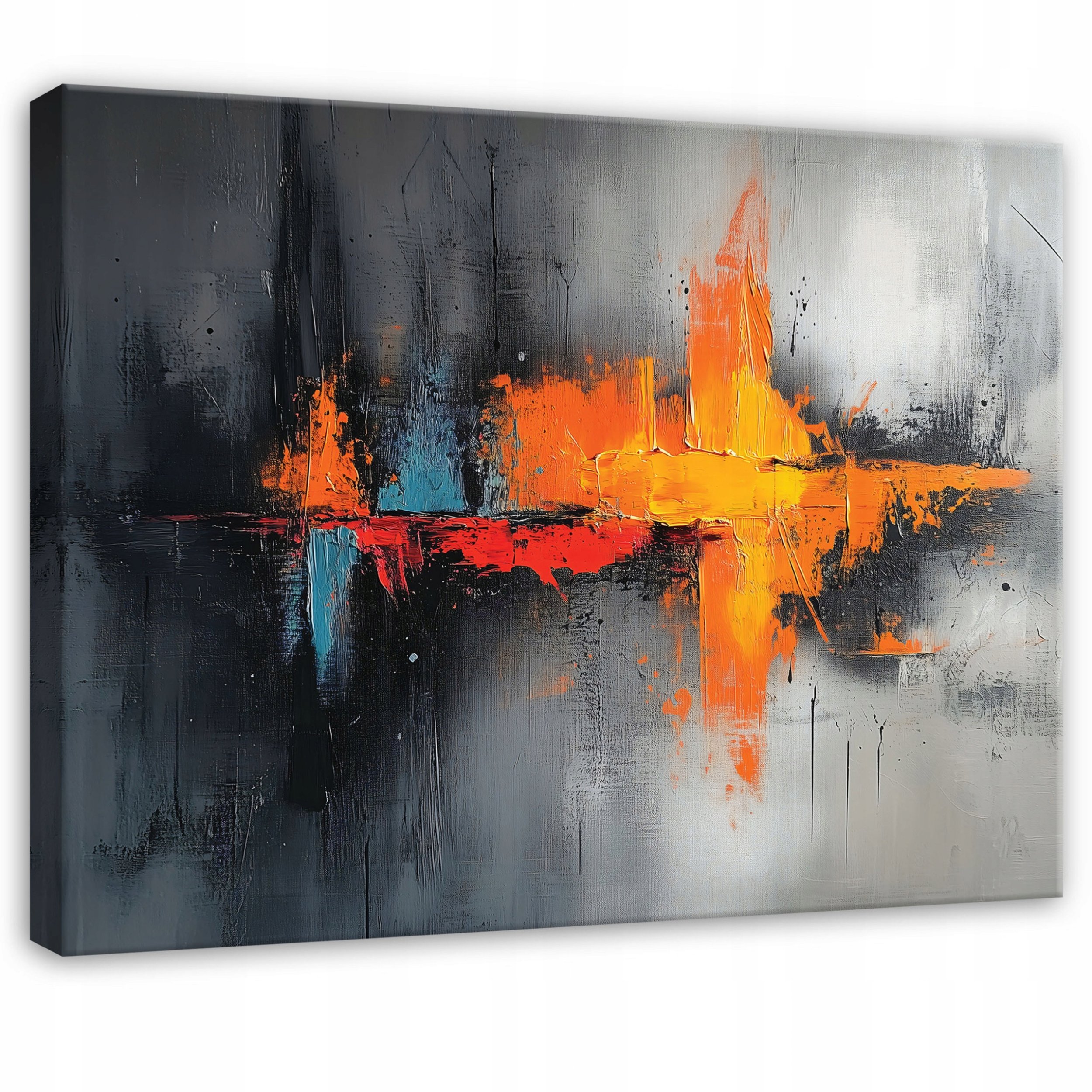 OBRAZ ABSTRAKCJA SZARY CZARNY DO SYPIALNI SALONU KUCHNIA NA PŁÓTNIE 120x80