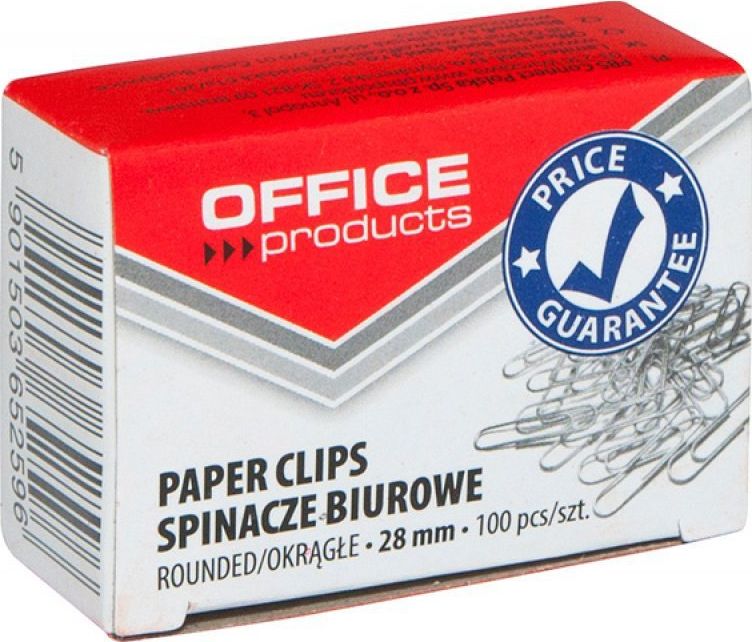 Office Products Spinacze okrągłe OFFICE PRODUCTS, 28mm, 100szt., srebrne