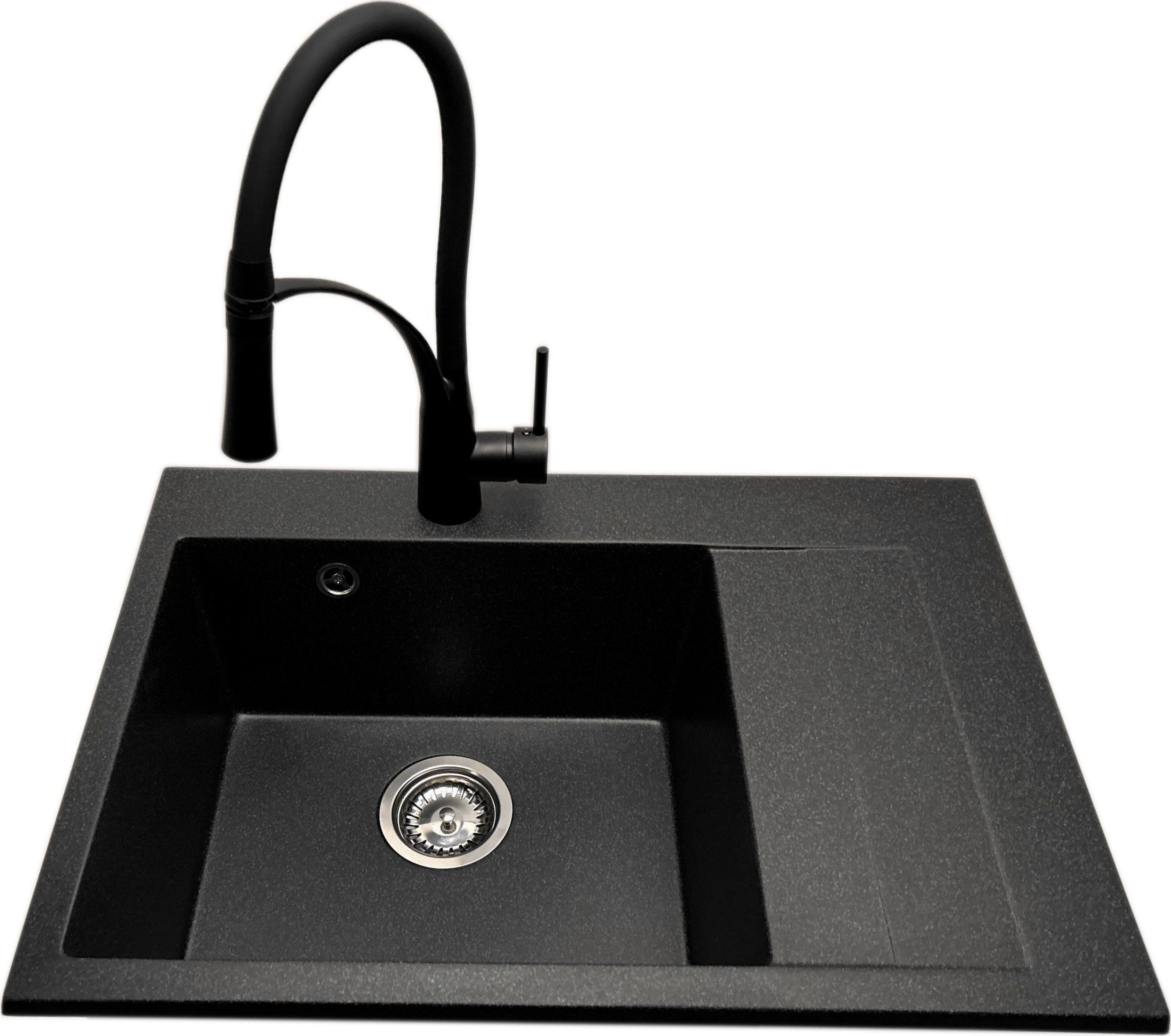 Zlewozmywak PREHNIT Zlewozmywak jednokomorowy z ociekaczem LOBSTER grafit+ bateria nexo