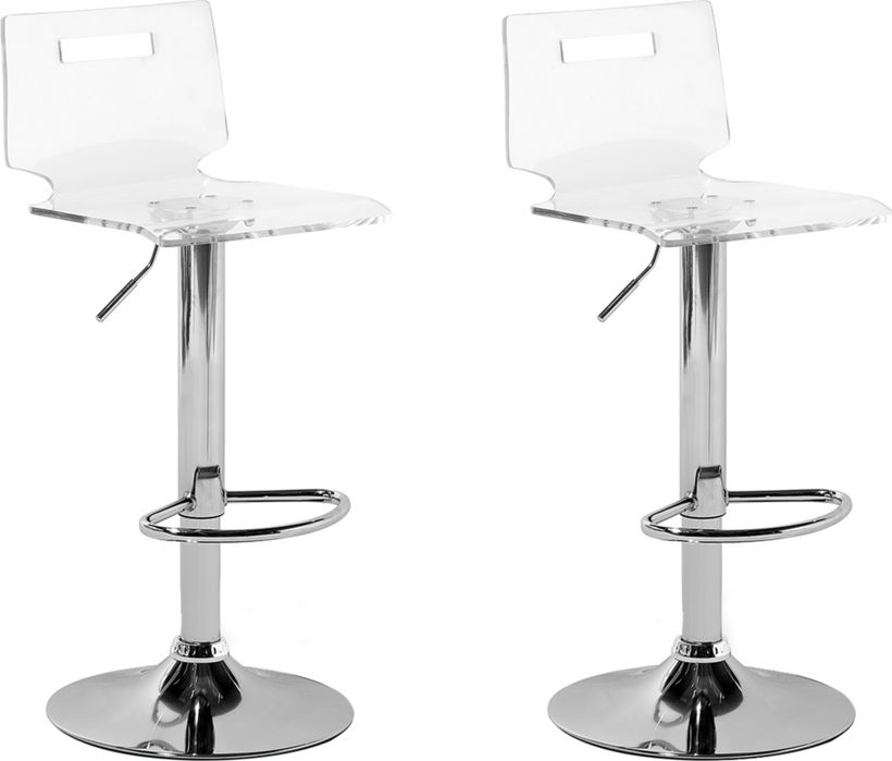 Beliani Zestaw 2 hokerów barowych regulowanych transparentny MALTA