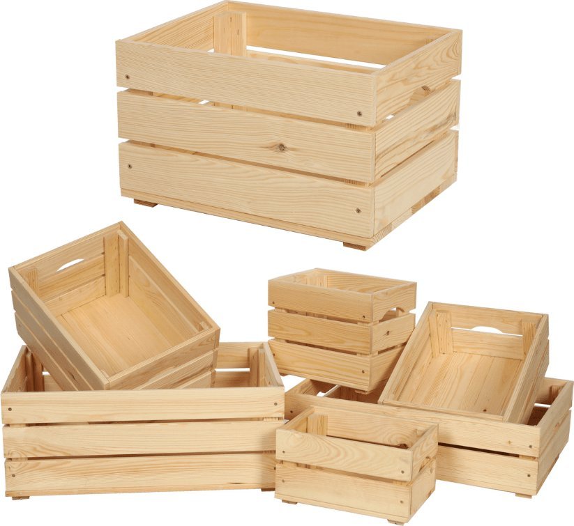 Wamar-Sosenka Drewniana Skrzynka 22x40x30 cm Naturalna Surowa Szlifowana Drewno sosnowe 25 litrów / Wamar-Sosenka