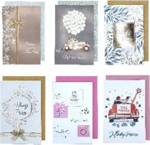 Incood Kartka ślubna składana 1,5x17cm mix