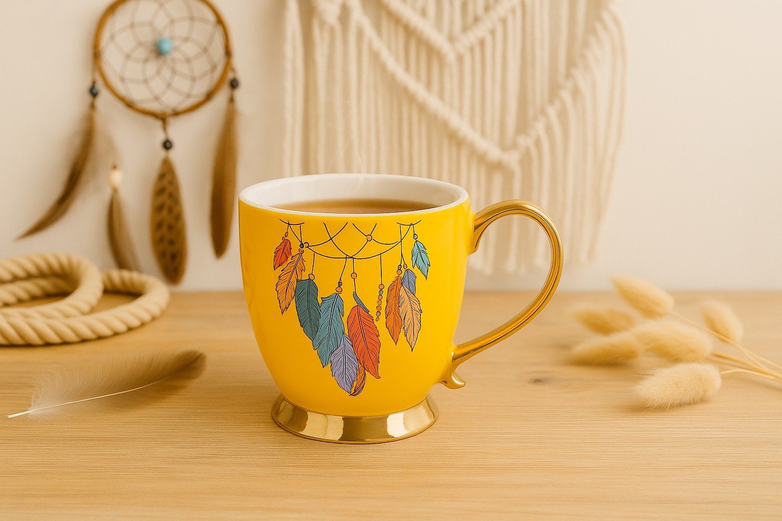 Filiżanka na stopce 400 ml Exotic Żółta