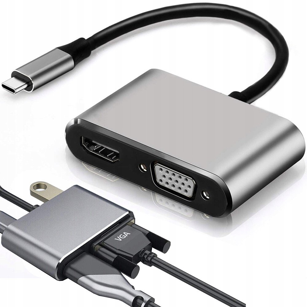 Adapter przejściówka usb-c do hdmi 4k vga hub usb 3.0 usb-c power delivery