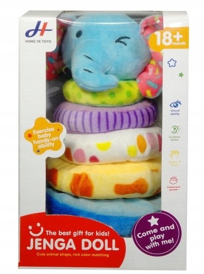 Zabawka dla malucha piramidka pluszowa ze słonikiem