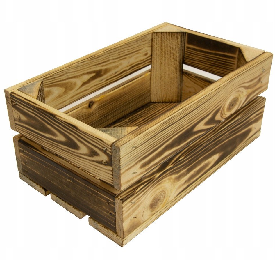 Skrzynka drewniana opalana dekoracyjna 32x20x14 cm