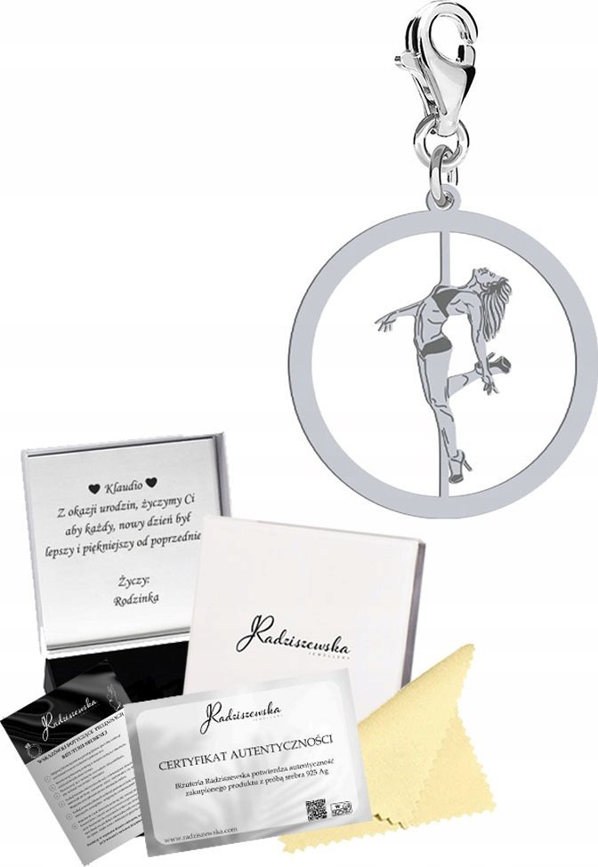 Radziszewska Jewellery Charms Srebrny z Pole Dance 925 Prezent Zawieszka Biżuteria DEDYKACJA