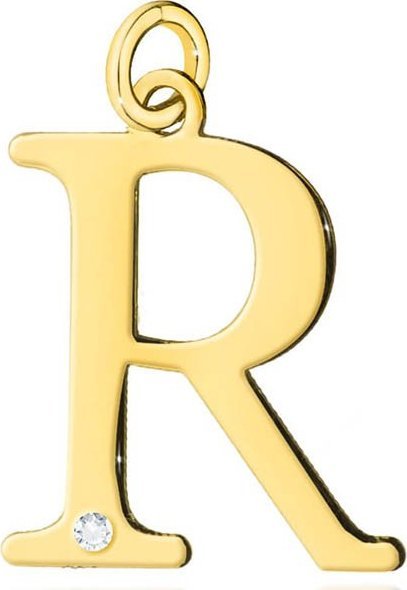 Lovrin Złota przywieszka 585 literka R z brylantem