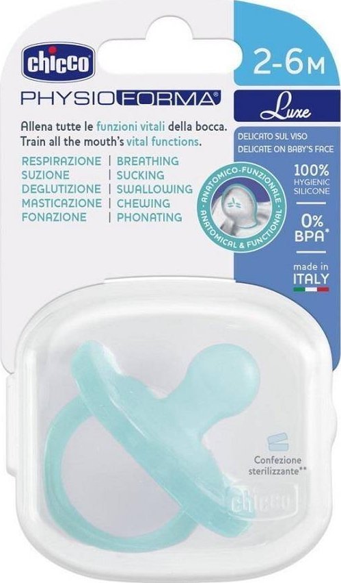 Chicco PhysioForma Luxe smoczek silikonowy uspokajający 2-6m Miętowy