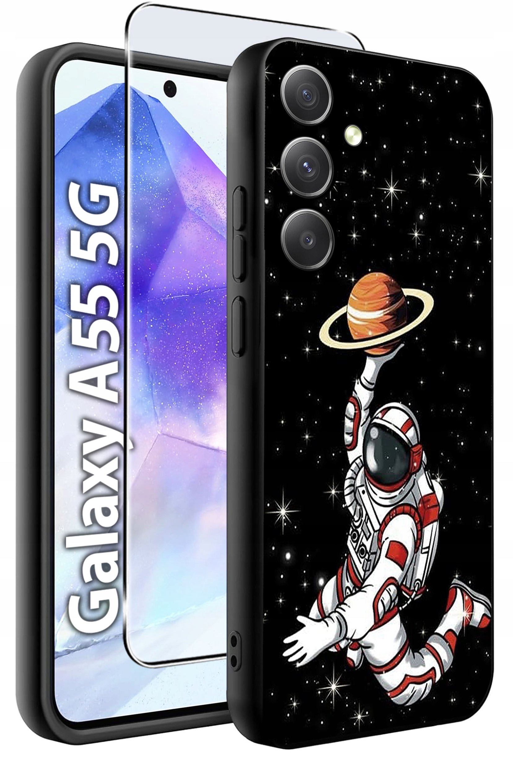 ETUI do Samsung A55 5G WZORY | SILIKONOWE MATT CASE + SZKŁO HARTOWANE 9H