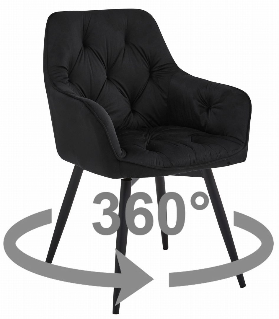 Krzesło JORK360 - czarny aksamit / nogi czarne x 1