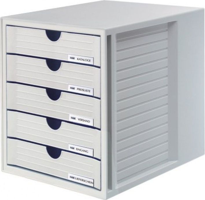 HAN ZESTAW 5 SZUFLADEK SYSTEM-BOX HAN A4 POLISTYREN SZARY - HN145011-13