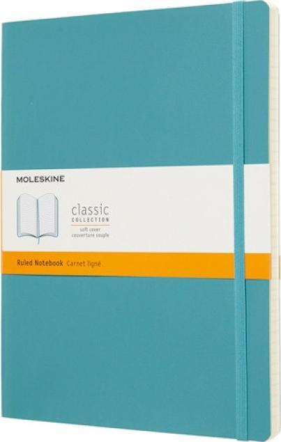 Moleskine Notes MOLESKINE XL (19x25 cm) w linie, miękka oprawa, reef blue, 192 strony, niebieski