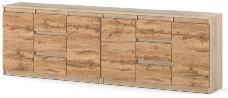 Komoda Szafka 6 Szuflad 240cm Salon Pokój Dzienny Dąb Wotan Dąb Sonoma