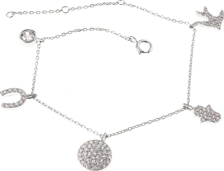 Lovrin SREBRNA BRANSOLETKA CELEBRYTKA Z ZAWIESZKAMI 925 JASKÓŁKA PODKOWA