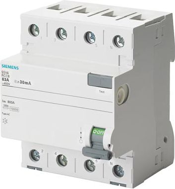 Siemens Wyłącznik różnicowo-prądowy 4P 25A 0,03A typ AC (5SV4342-0)