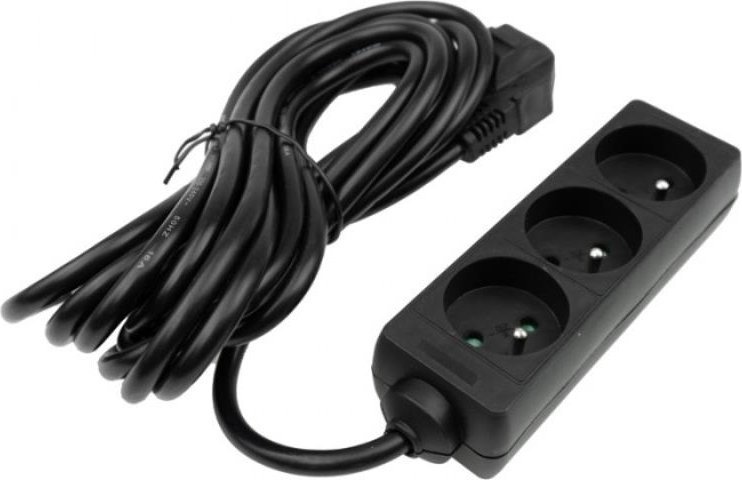 Ecolight Przedłużacz 3 gniazda 5m z/u 3x1.5mm2 czarny