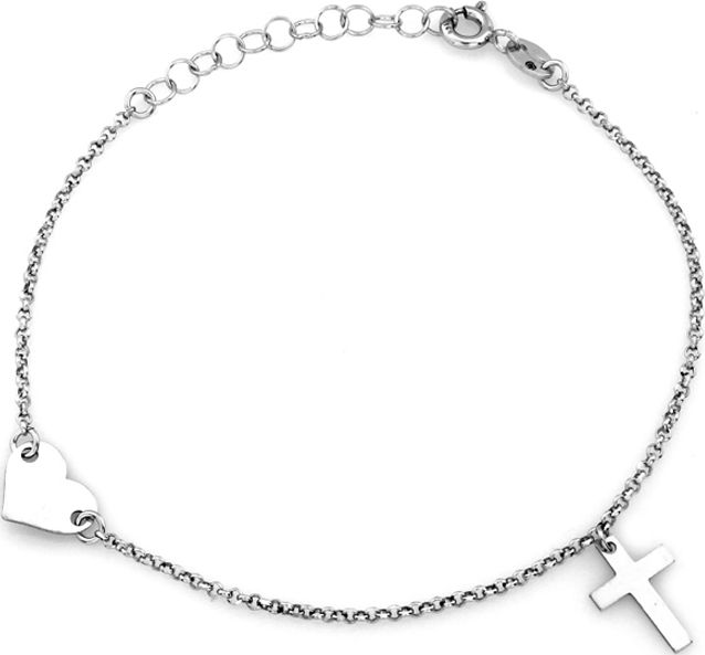 Lovrin Srebrna bransoletka 925 krzyżyk serduszko 1,36 g