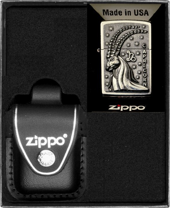 Zestaw ZIPPO Zapalniczka ZODIAC CAPRICORN koziorożec Prezentowy No3