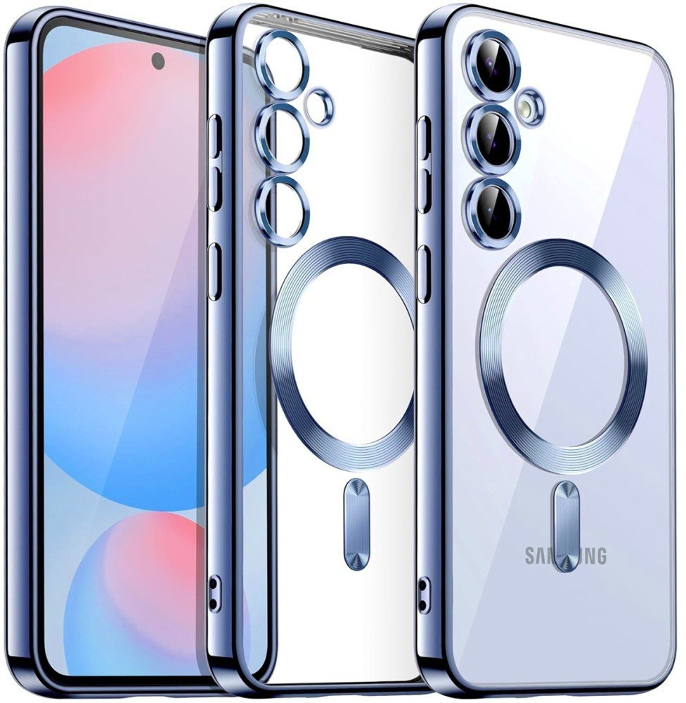 Etui Magnetyczne Supero do Samsung Galaxy A55 Magsafe, przezroczyste z niebieską ramką