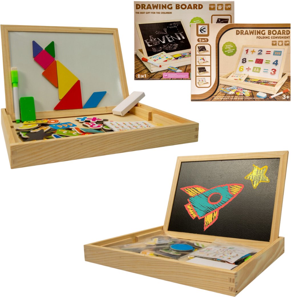 Drewniana wielofunkcyjna tablica edukacyjna 2w1