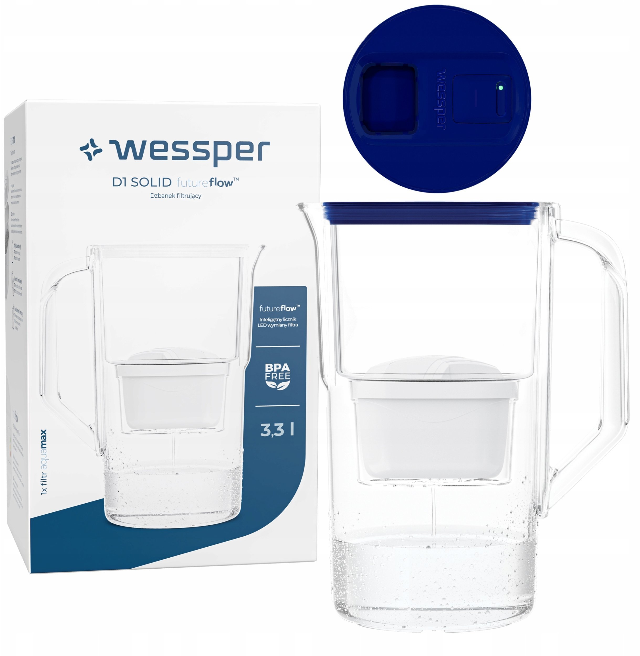 Dzbanek filtrujący Wessper Dzbanek D1 SOLID FutureFlow aquamax (WES203-FF-NB)