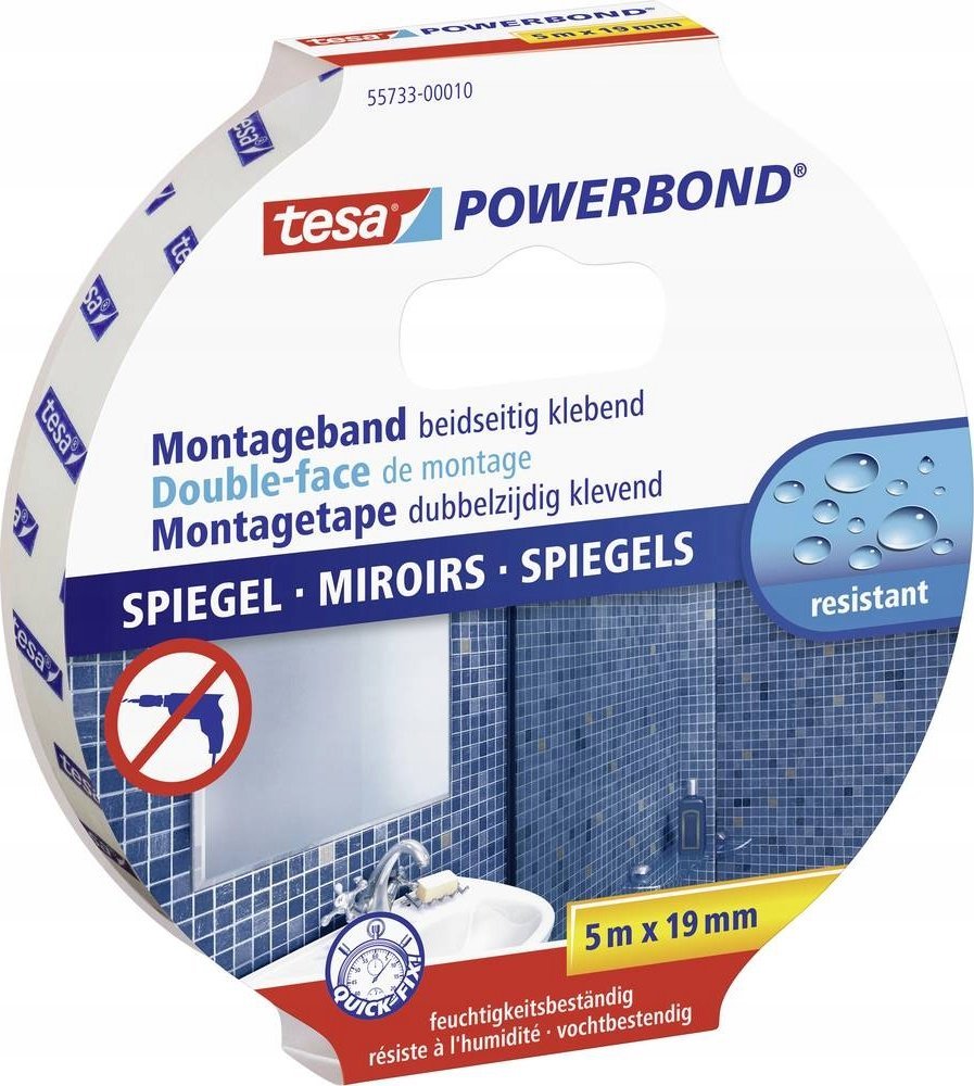 Tesa tesa Powerbond Montageband Spiegel 5m 19mm