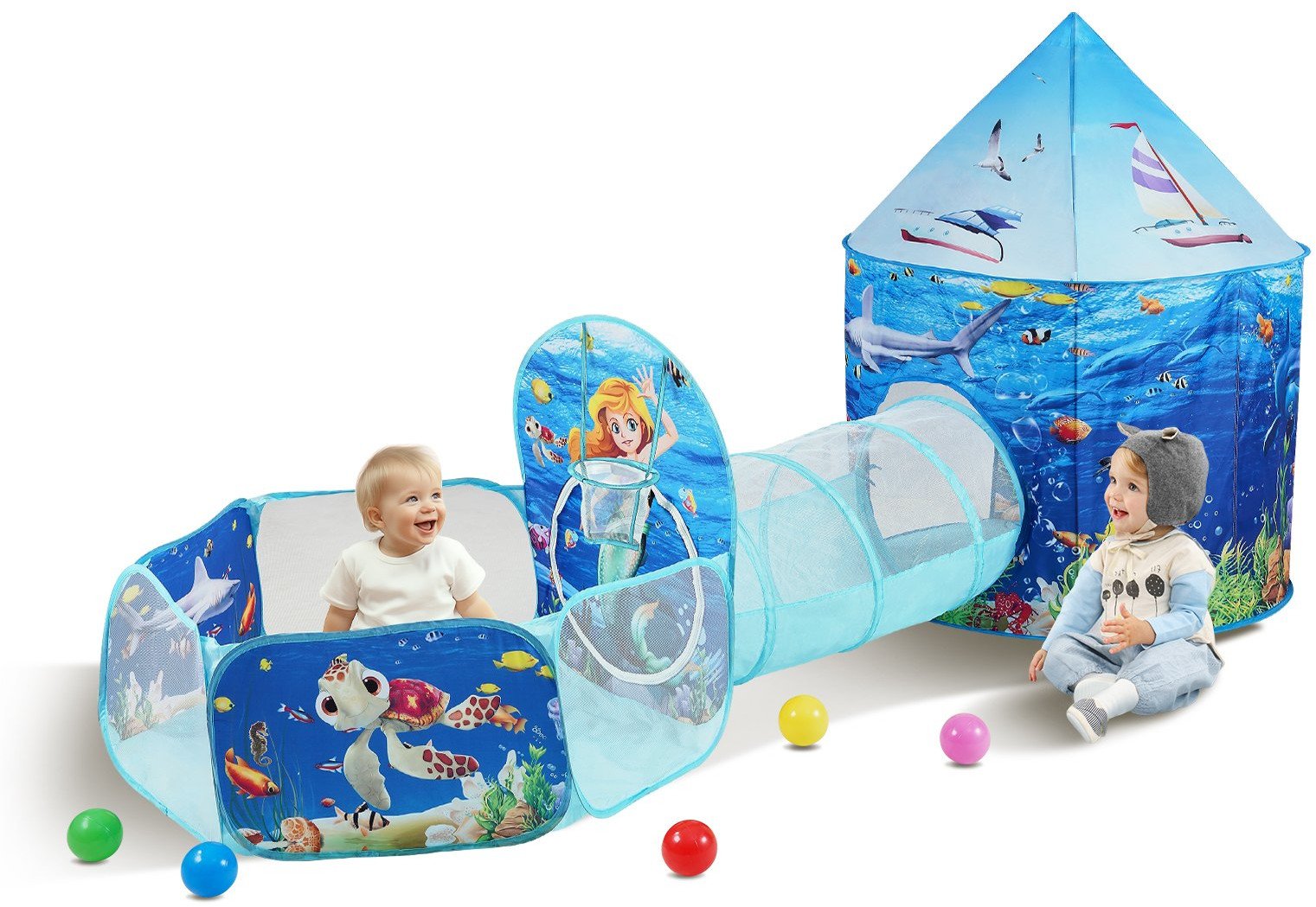 Namiot dla Dzieci Tipi Domek Tunel do Domu Ogrodu Zestaw Ogrodowy morski