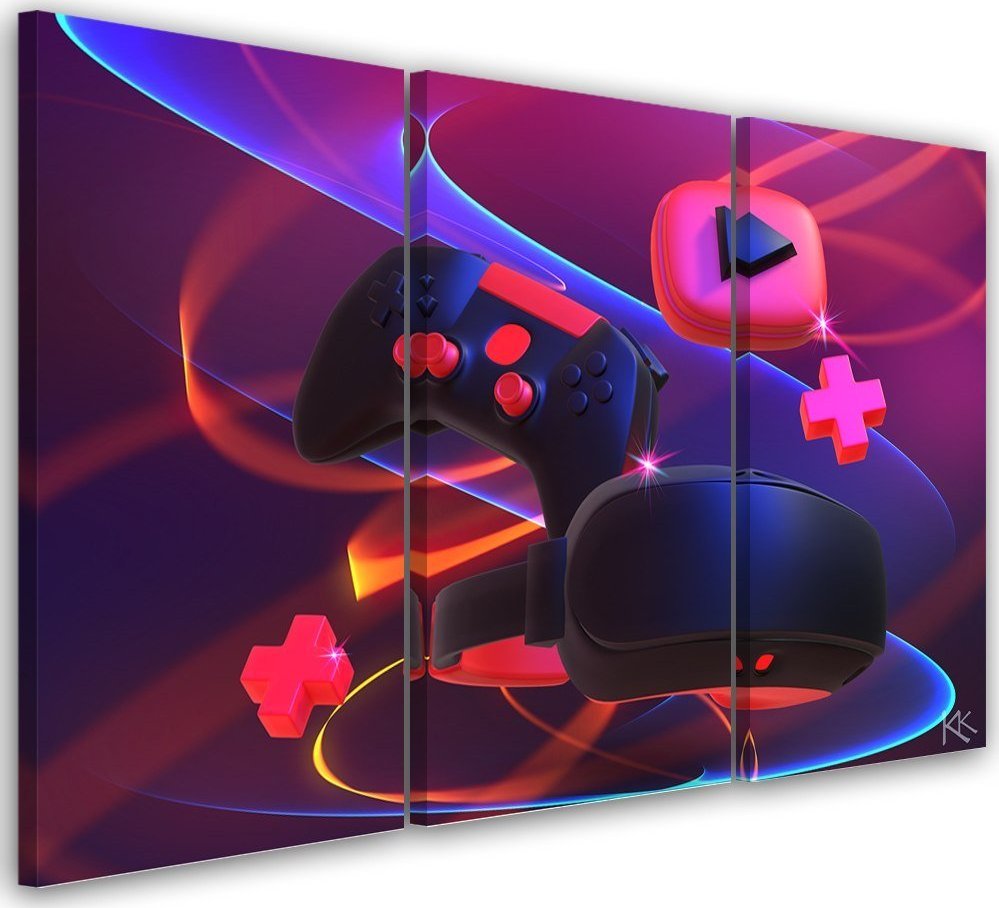 Feeby Obraz trzyczęściowy na płótnie, Zestaw dla gracza - 60x40