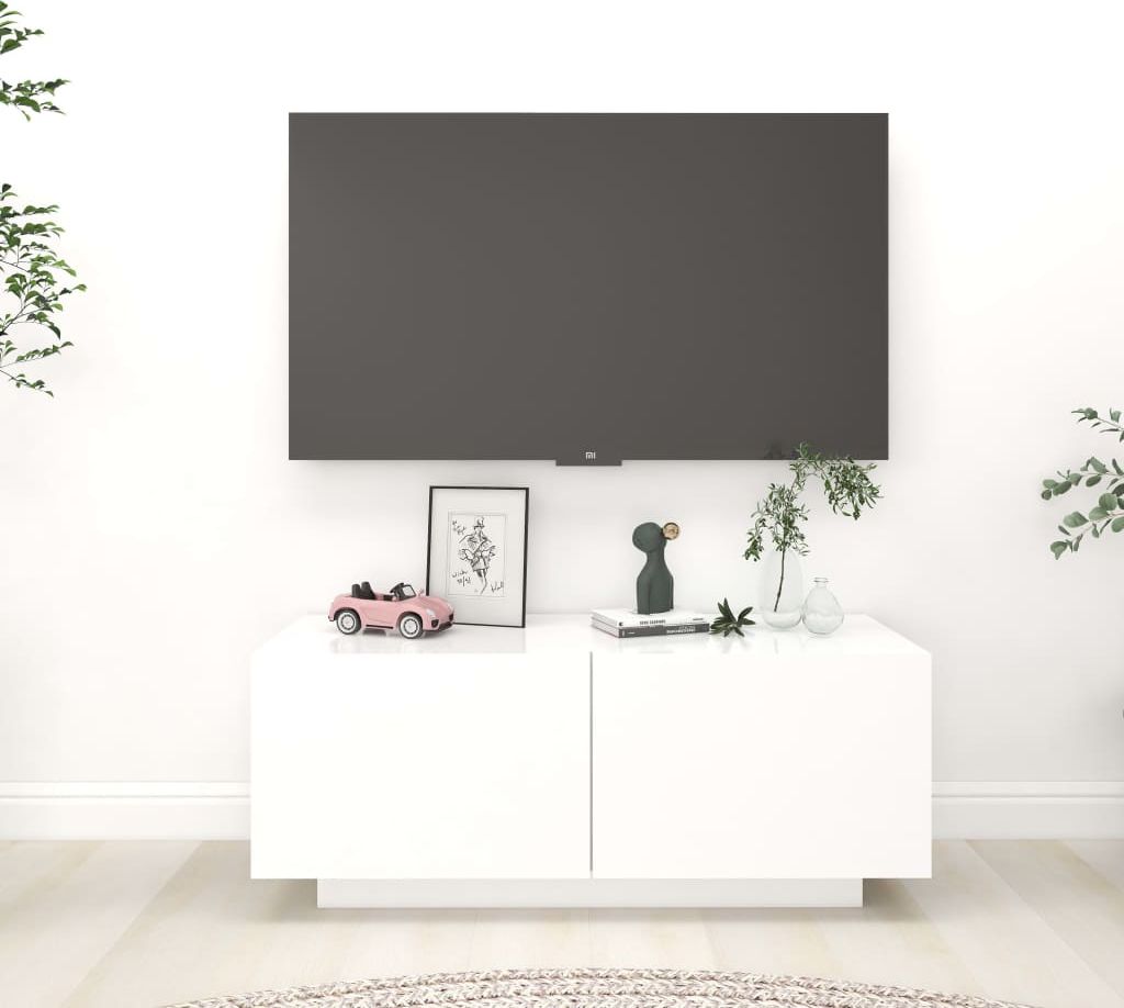 vidaXL Szafka pod TV, biała, 100x35x40 cm, płyta wiórowa