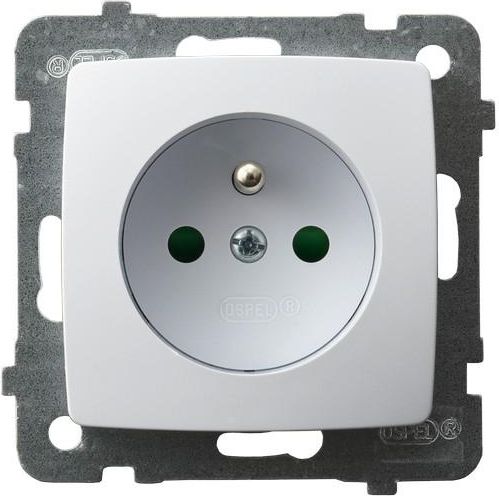 Ospel Gniazdo Karo pojedyncze z uziemieniem i przesłonami białe (GP-1SZP/m/00)