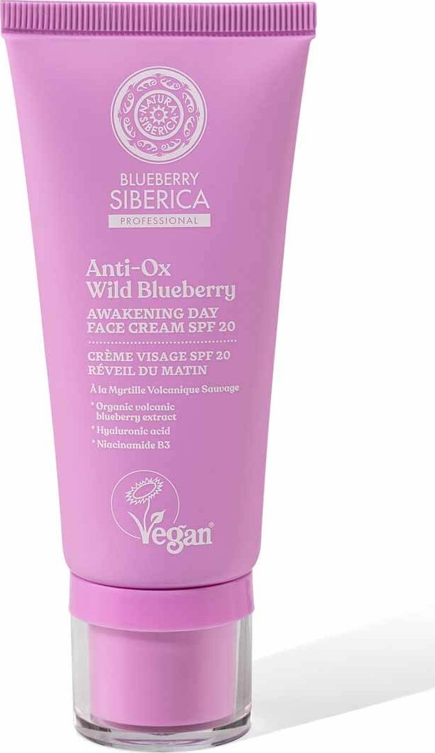 SIBERICA PROFESSIONAL Wegański, pobudzający krem do twarzy na dzień z filtrem SPF 20 Blueberry 50ml