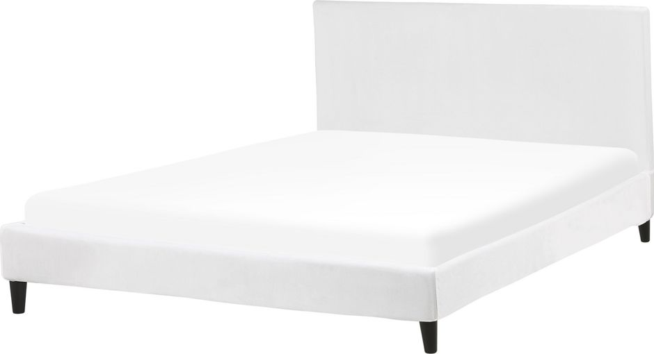 Beliani Łóżko welurowe 160 x 200 cm białe FITOU