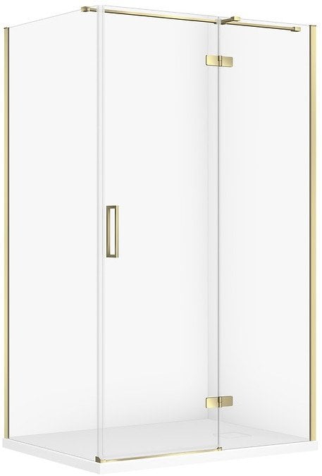 SET C584 KABINA CITY PRAWA ZŁOTA 120X90X195+TAKO SLIM BIAŁY WIR