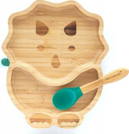 ECO RASCALS Talerzyk Bambusowa Dino zprzyssawką zielony
