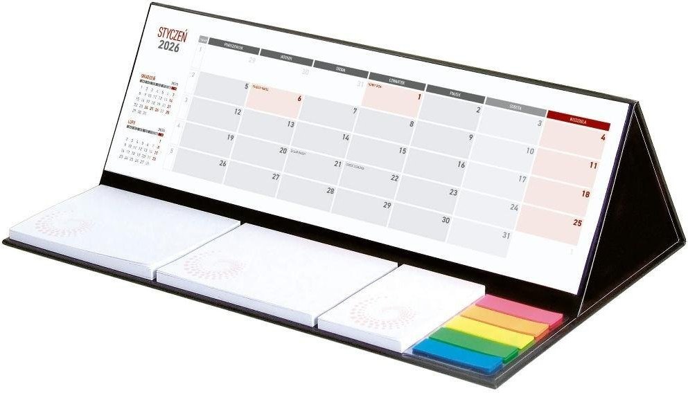 Kalendarz 2026 z notesem czarny