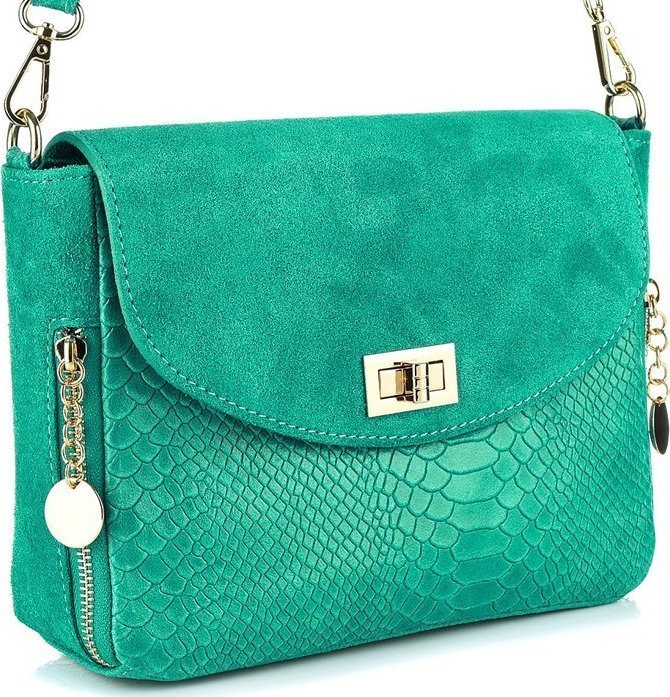 Morska Włoska Torebka Skórzana listonoszka skóra węża T96 NoSize