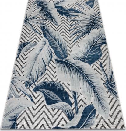 Dywany Łuszczów Dywan Strukturalny BOTANIC 65242 Pióra, zygzak płasko tkany, na balkon, taras - szary, 157x220 cm