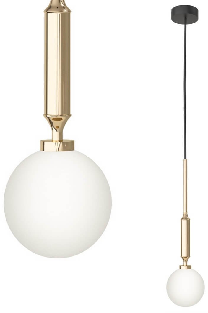 Wisząca lampa 1-płomienna Ero I biały zwis kula nad blat