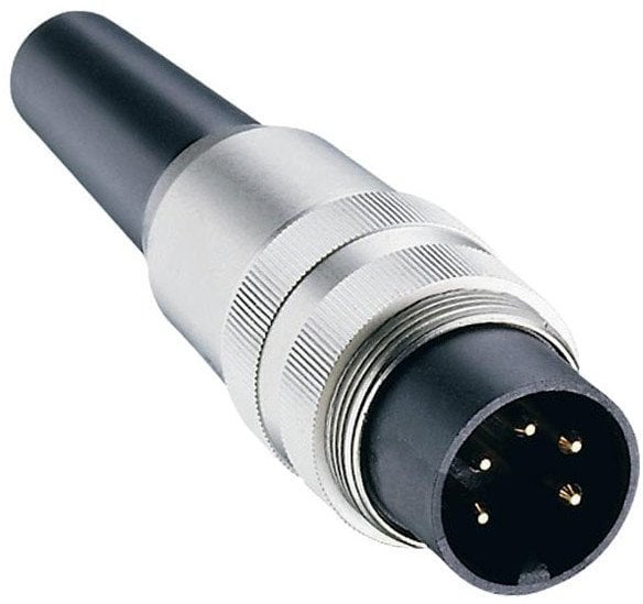 Stikhus til kabel 5 polet han, lige med loddeterminaler til max 0,75mm² ledere kabeldiameter 4-6mm IEC 60130-9, IP40 - Pakningsstørrelse: 100 stk.