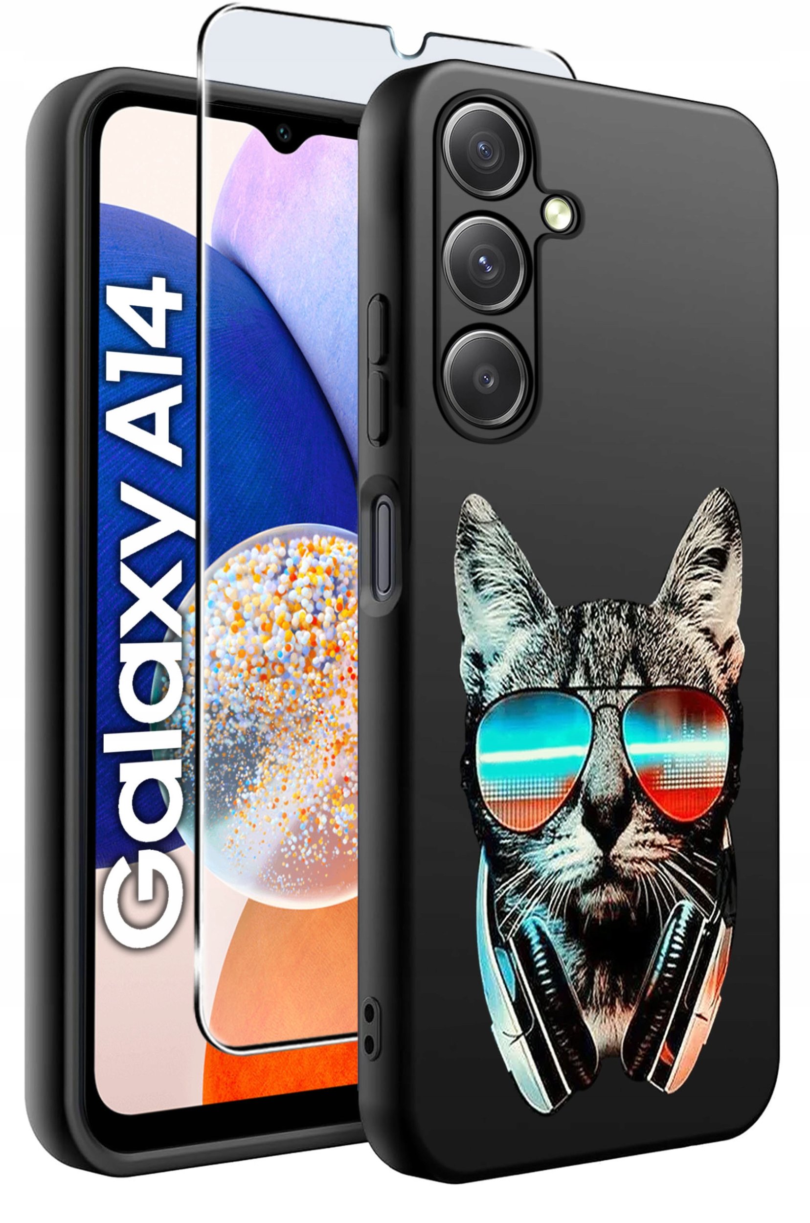 ETUI do Samsung A14 5G WZORY | SILIKONOWE MATT CASE + SZKŁO HARTOWANE 9H