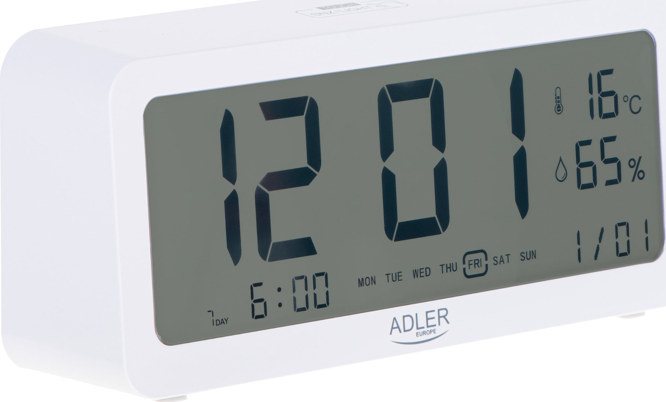 Adler AD 1195w Budzik na baterie - biały