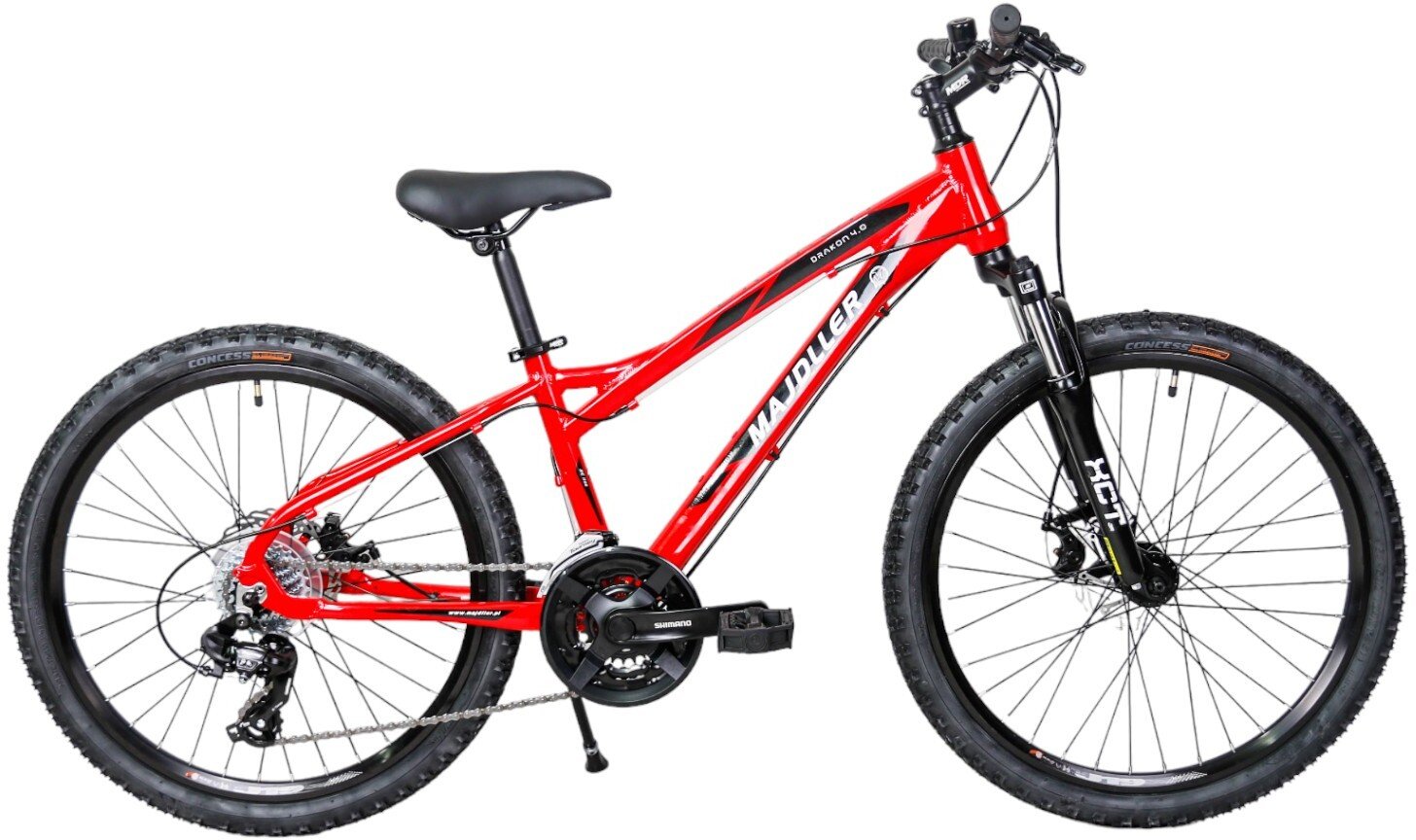 Omnigena Majdller Drakon 4.0 24 młodzieżowy MTB z hamulcami tarczowymi i 21 biegami Wybierz kolor: Czerwony