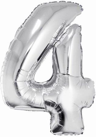 GoDan Balon foliowy cyfra "4" srebrna 85cm (FG-C85S4)