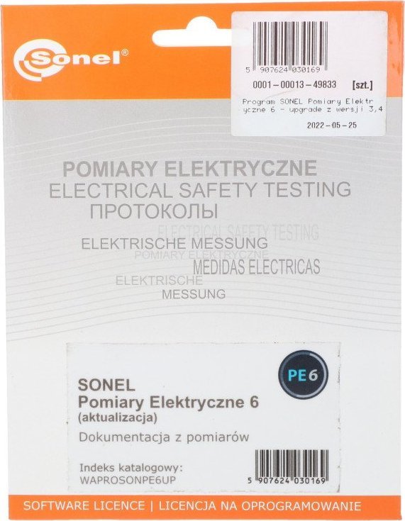 Sonel Program SONEL Pomiary Elektryczne 6 - upgrade z wersji 3,4,5 WAPROSONPE6UP