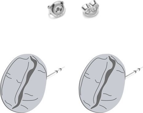 MEJK Jewellery Kolczyki Srebrne Ziarenko Kawy