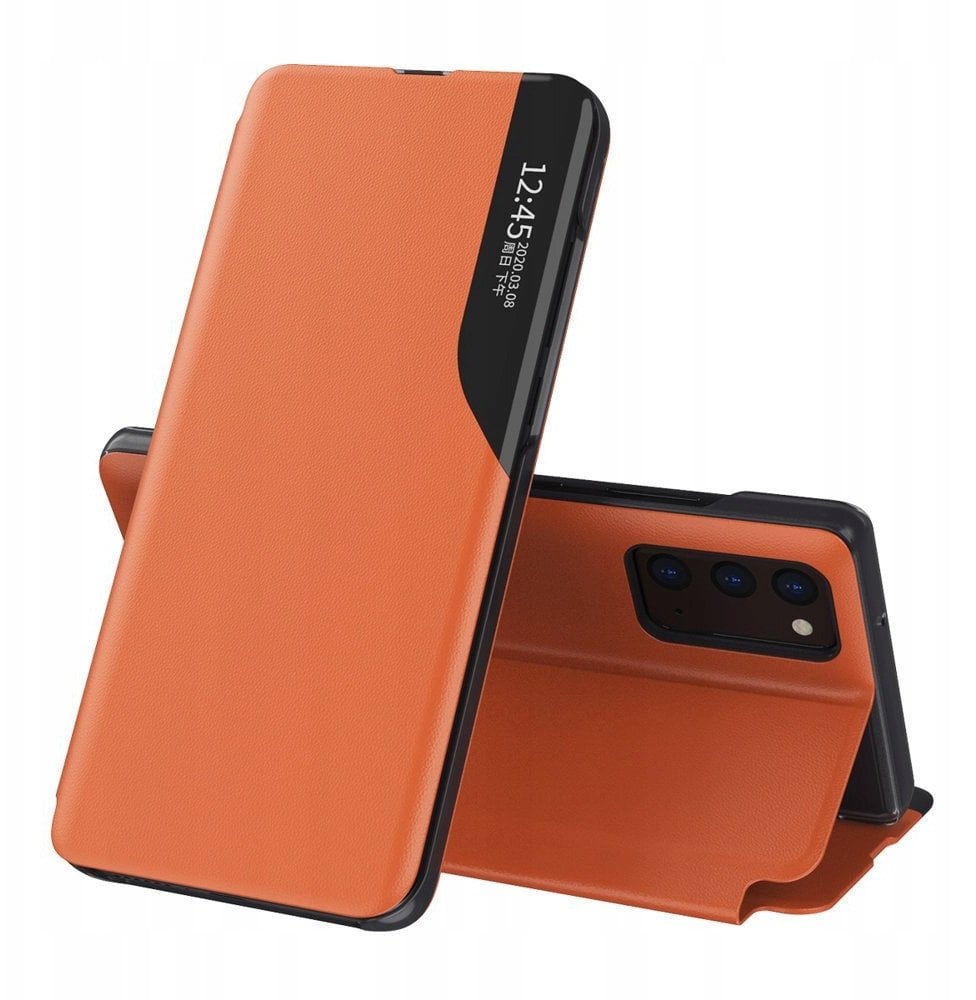 Hurtel Eco* Leather View Case elegancki futerał etui z klapką i funkcją podstawki Samsung Galaxy A72 4G pomarańczowy