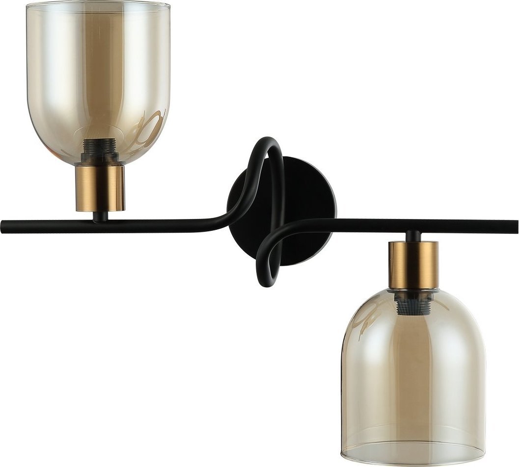 Kinkiet Italux Szklany kinkiet Servio WL-66892-2A-BK-AMB podwójny czarny